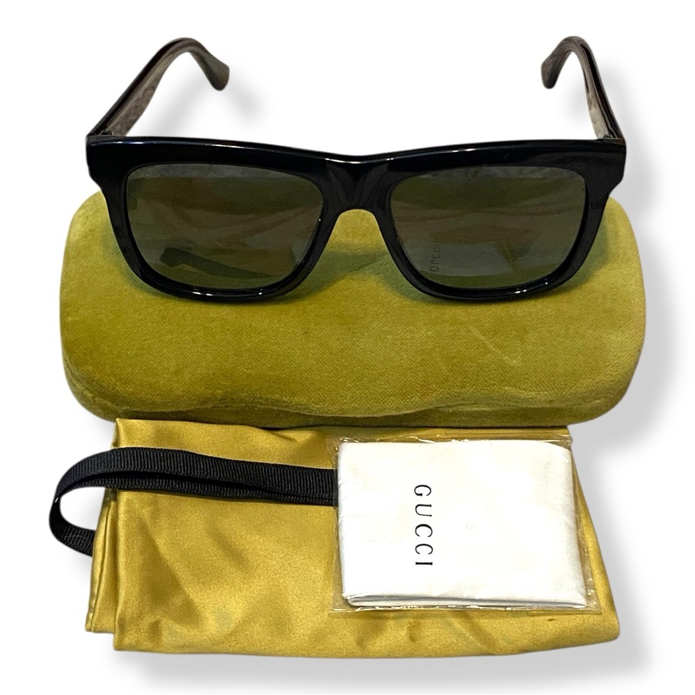 Gucci Unisex Large Black Sunglasses Square Rectangle